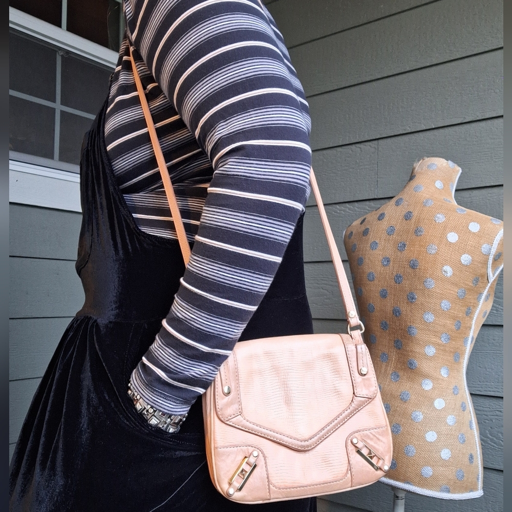 Rebecca Minkoff Mini Lizard Crossbody / Shoulder Bag Peach Leather